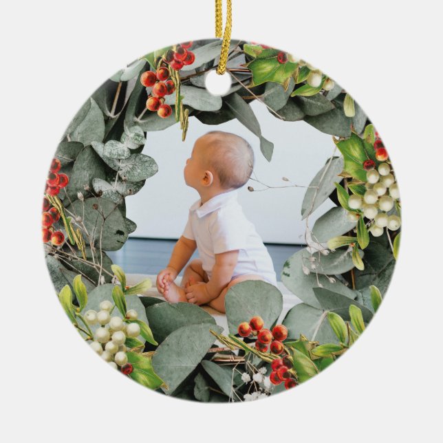 Décoration En Céramique Première photo de Noël du bébé (Devant)