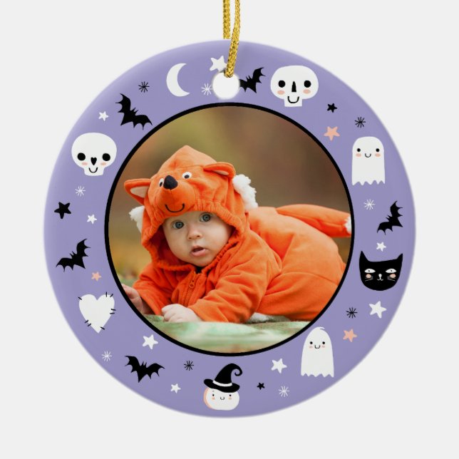 Décoration En Céramique Première photo d'Halloween du mignon bébé (Devant)
