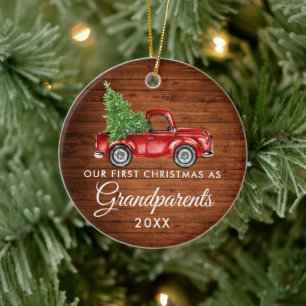 Décoration En Céramique Premiers grands-parents de Noël Camion Vintage de