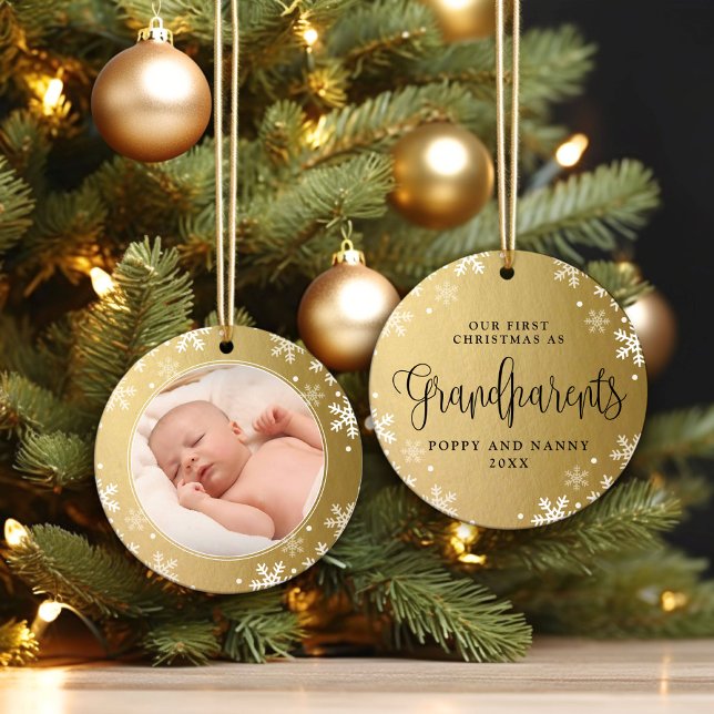 Décoration En Céramique Premiers grands-parents de Noël, Gold Photo Keepsa (Créateur téléchargé)