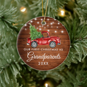 Décoration En Céramique Premiers grands-parents de Noël Lumières de camion