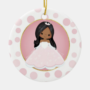 Décoration En Céramique Princesse afro-américaine rose