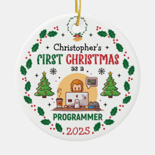 Décoration En Céramique Programmeur informatique Premier Noël Personnalisé