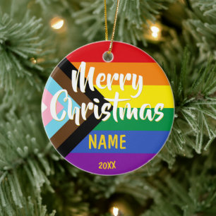 Décoration En Céramique Progrès Fierté LGBT Arc-en-ciel Noël personnalisé
