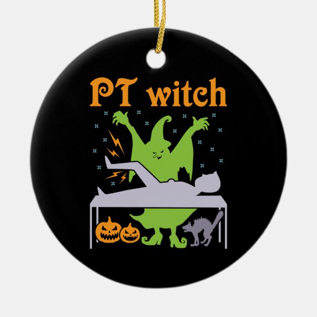 Décoration En Céramique PT Witch Physiothérapeute Halloween (Devant)