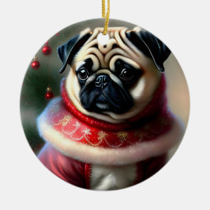 Décoration En Céramique Pug de Christmas