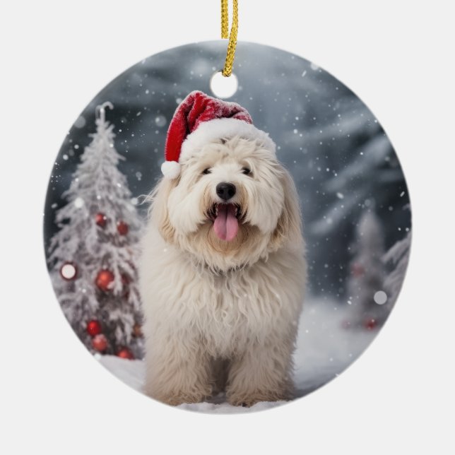 Décoration En Céramique Puli Chien Keepsaké de Noël (Devant)