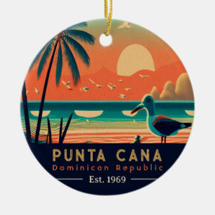 Décoration En Céramique Punta Cana DR Retro Sunset Souvenirs 1960