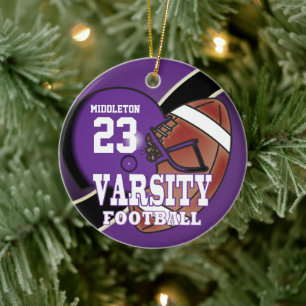 Décoration En Céramique Purple and Black Varsity Football