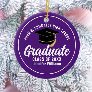 Décoration En Céramique Purple Blanc Diplômé Personnalisé 2025 Graduation