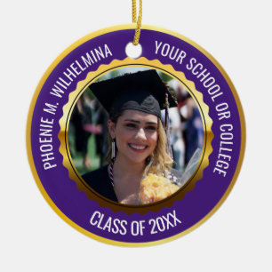 Décoration En Céramique Purple Gold 2 Classe de graduation photo de 2023