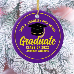 Décoration En Céramique Purple Jaune Diplômé sur mesure Noël