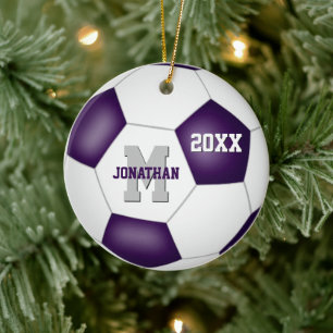 Décoration En Céramique purple white team colors boys girls soccer