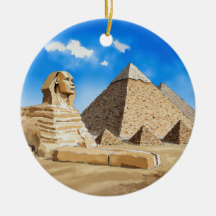 Décoration En Céramique Pyramides de Gizeh Egypte Aquarelle