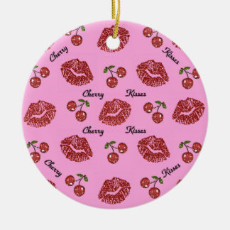 Décoration En Céramique RAB Rockabilly Cherry Kisses on Pink