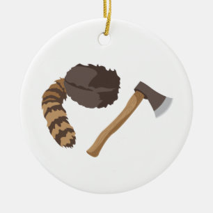 Décoration En Céramique Raccoon Casquette & Ax
