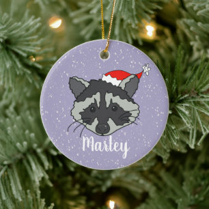 Décoration En Céramique Raccoon de Noël