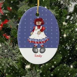 Décoration En Céramique Raggety Doll Oval Christmas Orament