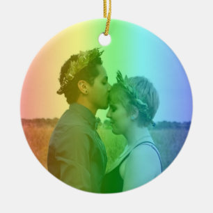 Décoration En Céramique Rainbow Heart Photo Snowflakes Christmas LGBTQ