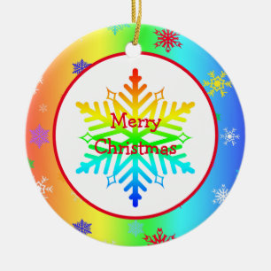 Décoration En Céramique Rainbow Snowflakes Christmas LGBTQ