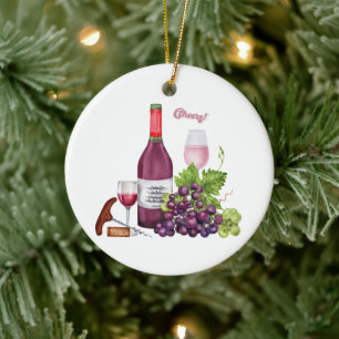 Décoration En Céramique Raisins Vins, Bouteille De Vin, Vins