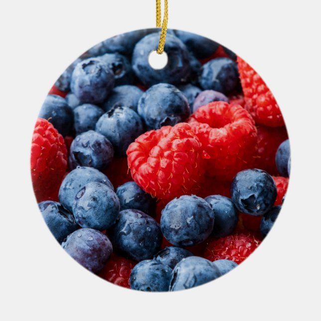 Décoration En Céramique Raspberries et Blueberries (Devant)