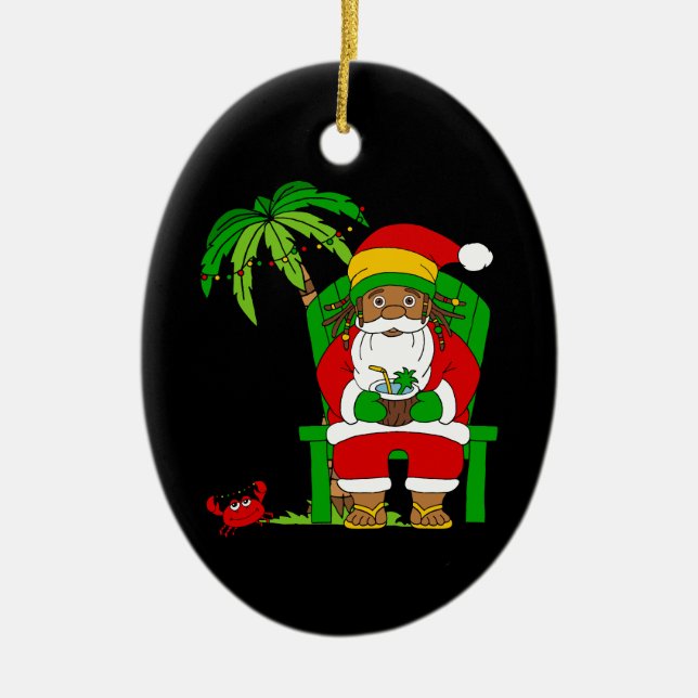 Décoration En Céramique Rasta Santa Claus, Jamaïque Noël (Devant)