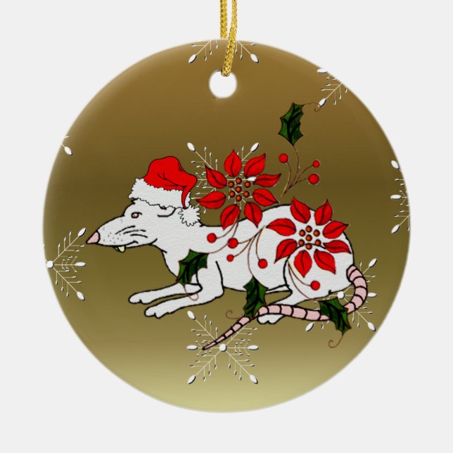 Décoration En Céramique Rat de Noël (Devant)