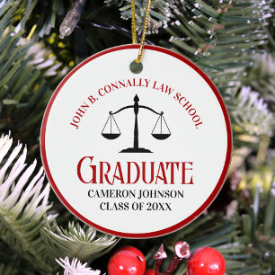 Décoration En Céramique Red Black Law School Graduation Custom Christmas