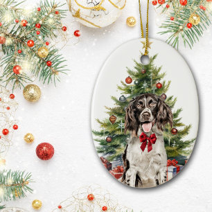 Décoration En Céramique Red Bow Springer Spanien Chien Noël
