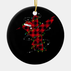 Décoration En Céramique Red Buffalo Plaid Hummingbird Santa Hat Noël