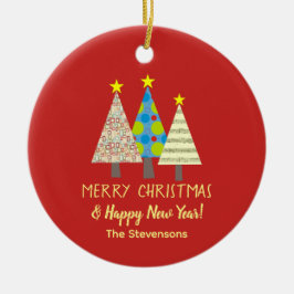 Décoration En Céramique Red Christmas Tree Family Name