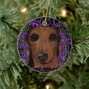 Décoration En Céramique Red Dachshund