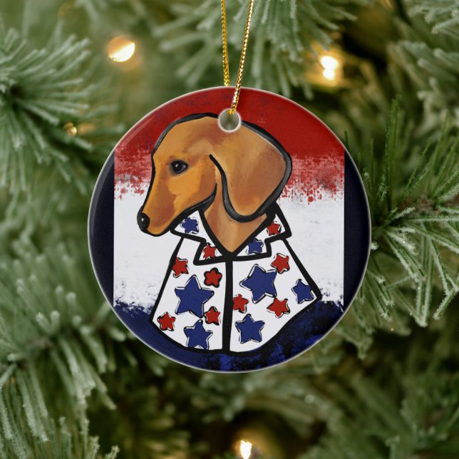 Décoration En Céramique Red Dachshund (Arbre)