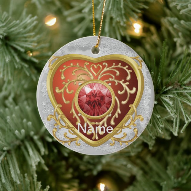 Décoration En Céramique Red Faux Jewel Heart (Arbre)