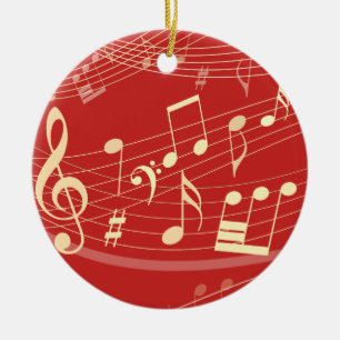 Décoration En Céramique Red Gold Musical Christmas Ornament Personalized