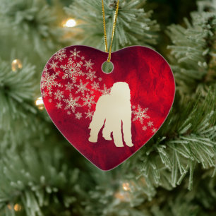 Décoration En Céramique Red Gold Snowflake Labradooda Chien