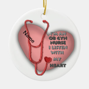 Décoration En Céramique Red Heart ObGyn Nurse