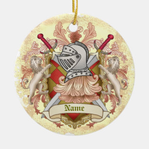 Décoration En Céramique Red Knight Family Crest Nom