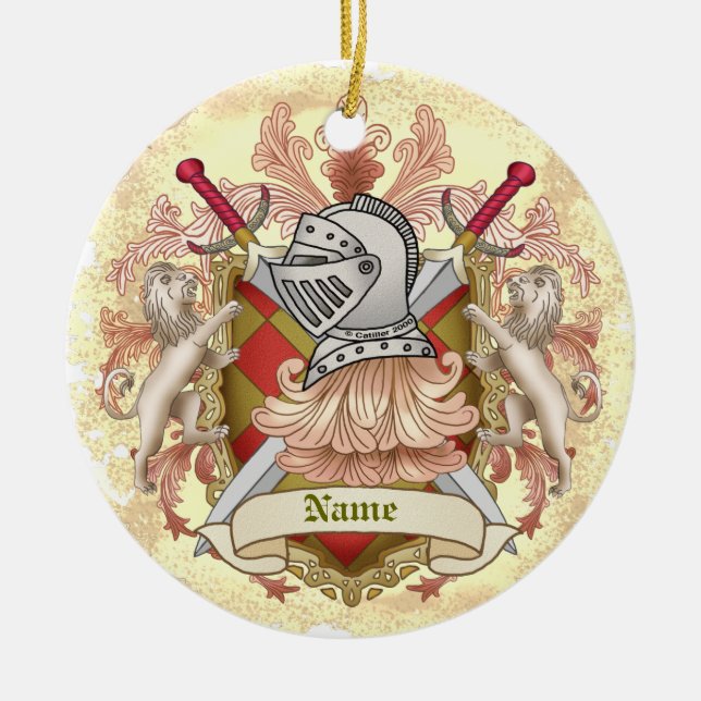 Décoration En Céramique Red Knight Family Crest Nom (Devant)