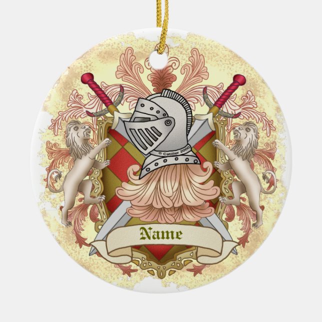 Décoration En Céramique Red Knight Family Crest Nom (Devant)