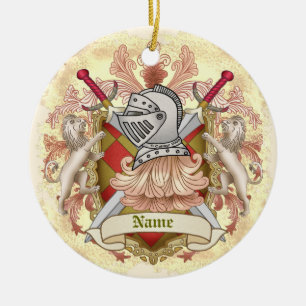 Décoration En Céramique Red Knight Family Crest Nom