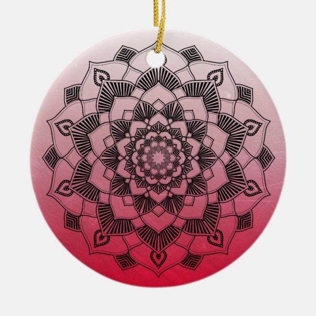 Décoration En Céramique Red Mandala Abstrait Beau Noël (Devant)