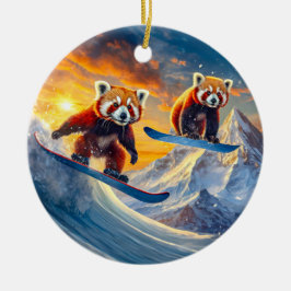 Décoration En Céramique Red Pandas Snowboard Design par Rich AMeN Gill