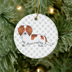 Décoration En Céramique Red Piebald Long Cheveux Dachshund Dessin Chien &