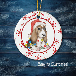 Décoration En Céramique Red Snowflake Naughty Beagle Pup Holiday