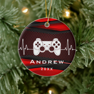 Décoration En Céramique Red Video Game Controller Gamer Gaming Boys Nom