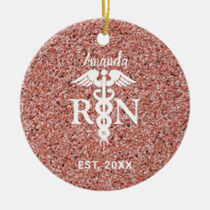 Décoration En Céramique Regised Nurse Rose Rose Gold Glitter Customized