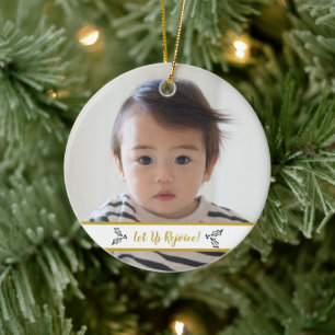 Décoration En Céramique Réjouissons-nous   1ère photo de Noël du bébé