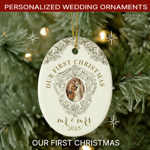 Décoration En Céramique Religieux Premier Noël M. et Mme Mariage